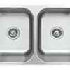 Wells Sinkware 33" 16-Gauge Undermount 50/50 Double Bowl Stainless Steel Kitchen Sink with Grid Rack and Basket Strainer