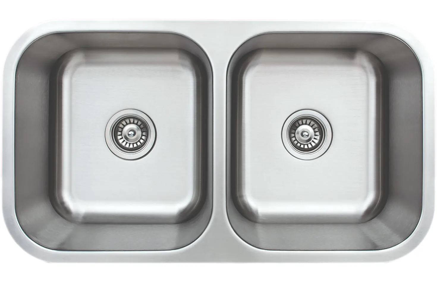 Wells Sinkware 33" 16-Gauge Undermount 50/50 Double Bowl Stainless Steel Kitchen Sink with Grid Rack and Basket Strainer
