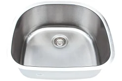 Wells Sinkware 24" 16-Gauge Undermount D-shaped Single Bowl Stainless Steel Kitchen Sink