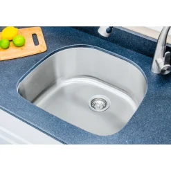 Wells Sinkware 24" 18-Gauge Undermount D-shaped Single Bowl Stainless Steel Kitchen Sink