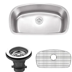 Wells Sinkware 33" 18-Gauge Undermount Single Bowl Stainless Steel Kitchen Sink with Grid Rack and Strainer