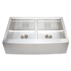 Wells Sinkware Handcrafted 33" Arched Apron Front Farmhouse Equal Double Bowl Stainless Steel Kitchen Sink