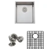Wells Sinkware Handcrafted 17" 16-Gauge Undermount Stainless Steel Bar Sink with Grid Rack and Basket Strainer