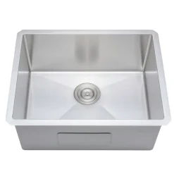 Wells Sinkware Handcrafted 23" 16-Gauge Undermount Single Bowl Stainless Steel Kitchen Sink with Grid Rack and Basket Strainer
