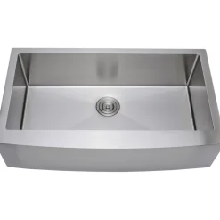 Wells Sinkware Handcrafted 36" 16-Gauge Arched Apron Front Farmhouse Single Bowl Stainless Steel Kitchen Sink