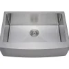 Wells Sinkware Handcrafted 30" 16-Gauge Arched Apron Front Farmhouse Single Bowl Stainless Steel Kitchen Sink