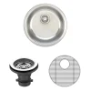 Wells Sinkware 19" Round 18-Gauge Undermount Single Bowl Stainless Steel Kitchen Bar Sink with Grid Rack and Strainer