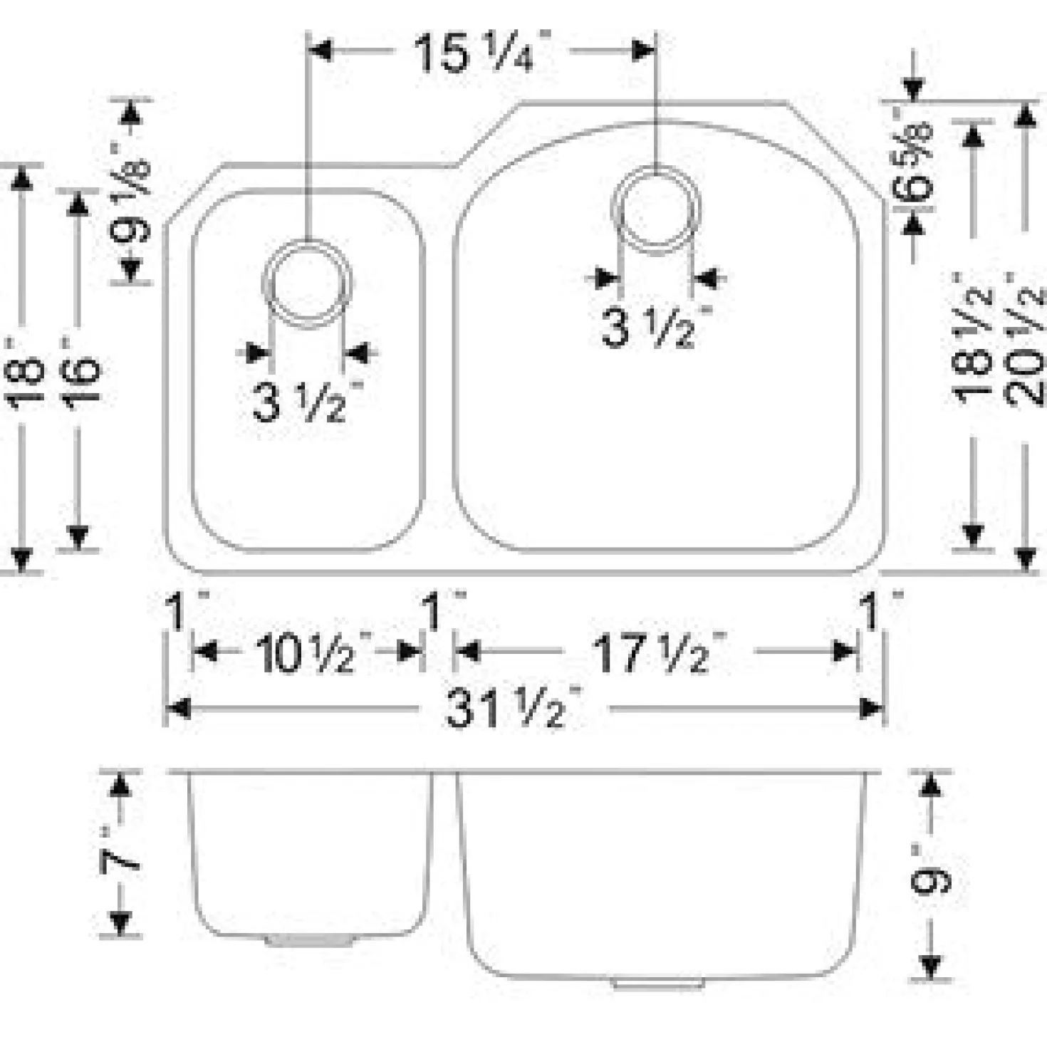 Wells Sinkware 32" Undermount Double Bowl 16 Gauge Stainless Kitchen Sink with Grids & Drains