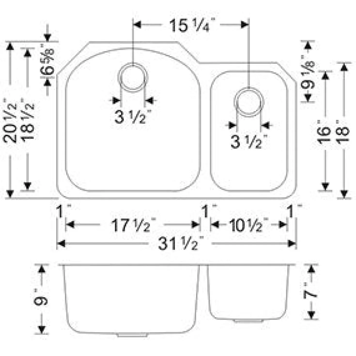 Wells Sinkware 32" Undermount Double Bowl 16 Gauge Stainless Kitchen Sink with Grids & Drains