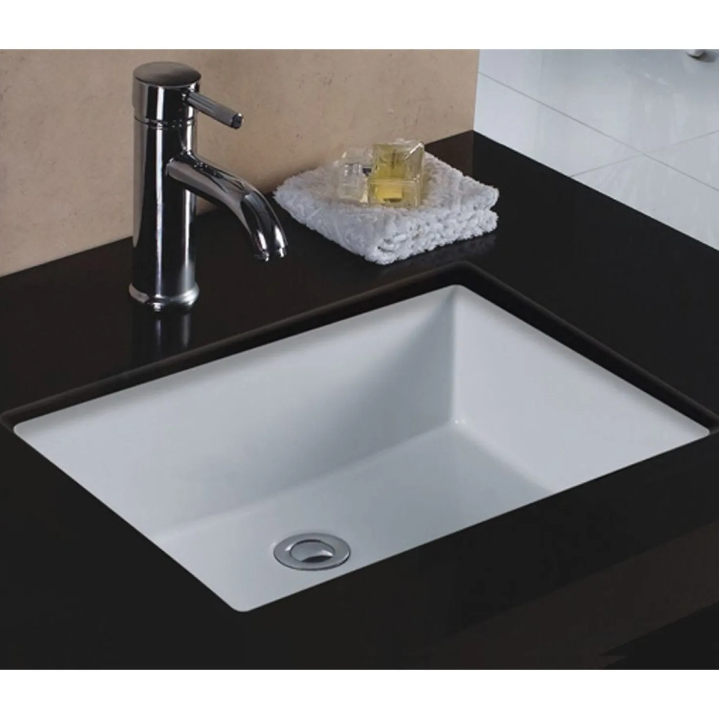20" White Rectangular Flat Bottom Undermount Bathroom Sink