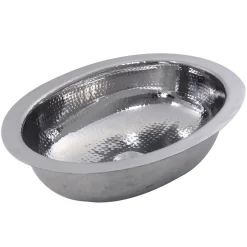 17 1/2" x 13 3/4" Hand Hammered Stainless Steel Oval Undermount Bathroom Sink