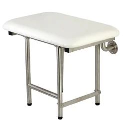 22"x 16" Wall Mount Fold Down Shower Seat with Floor Support in Brushed Stainless Steel