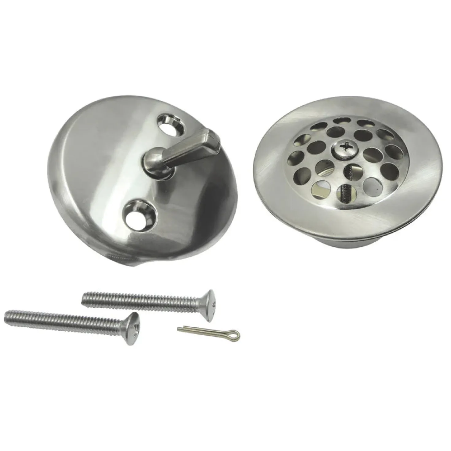 Zinc Alloy Trip Lever Tub Drain Conversion Kit in Brushed Nickel
